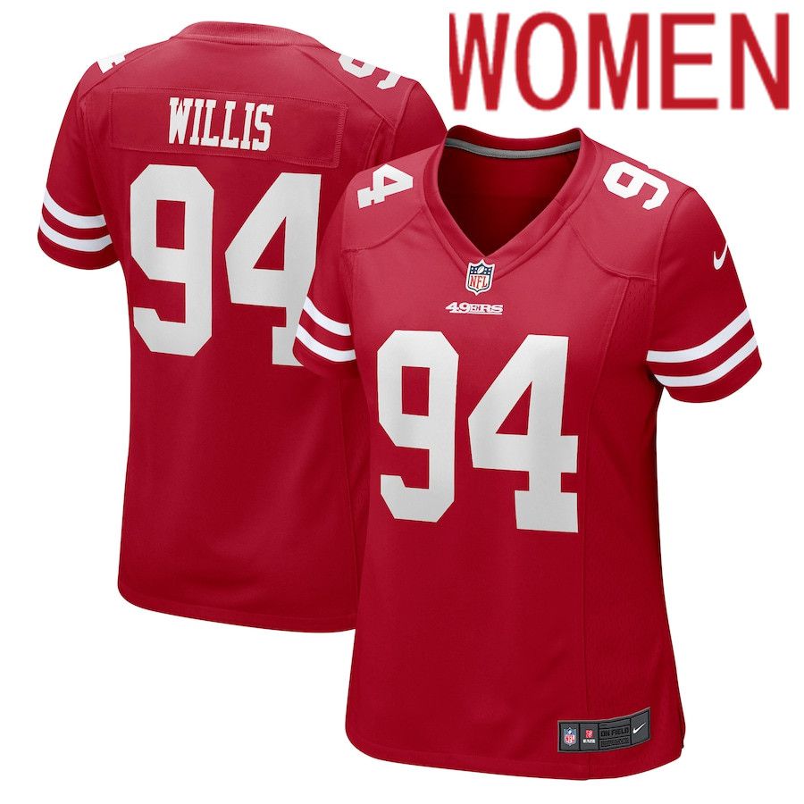 Women San Francisco 49ers #94 Jordan Willis Nike Scarlet Game Player NFL Jersey->women nfl jersey->Women Jersey